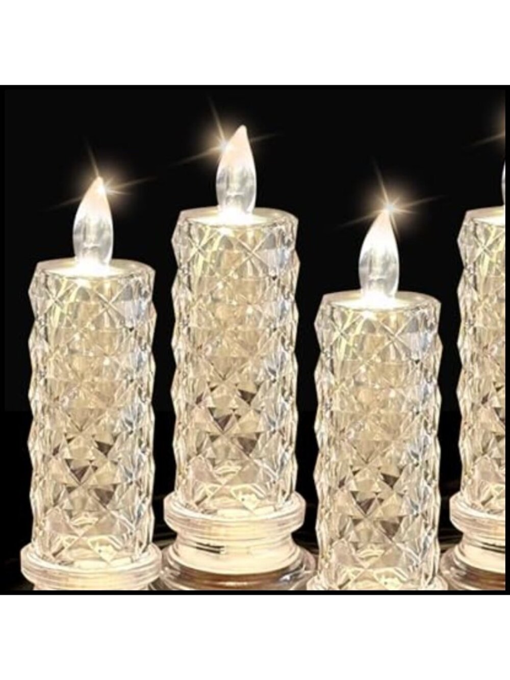 LED Flameless Candles Rose Pattern Battery Operated Pillar Set of 4